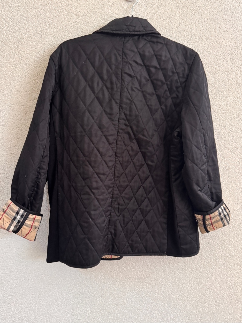 WOMEN'S BURBERRY LONDON DIAMOND QUILTED NOVACHECK LINED BLACK JACKET SIZE LARGE - Picture 4 of 10